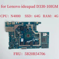 for Lenovo Ideapad D330-10IGM Laptop Motherboard 81H3 CPU:N4000 SR3S1 RAM:4G SSD:64 HSB J MV-6 E89382 FRU:5B20R54706 Test Ok
