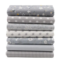 Mensugen 7pcs 40x50cm Gery Cotton Fabric for Patchwork Quilts Cushions Patchwork Telas Sewing Tissue DIY Crafts Tilda Cloth