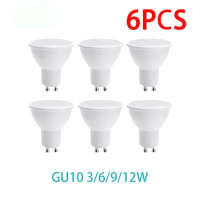 6PCS LED Spotlight Bulb 220v 3W 6W 9W 12W GU10 180 Degree Beam Angle LED Light Lamp For Home Decoration Bulb