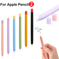 Stylus Cover Silicone Pen Case for Apple Pencil 2 Color Matching Stylus Protective Case Non-slip Anti-fall Pen Case 2 Generation