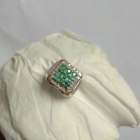 cincin silver bermata berlian dan zamrud colombia