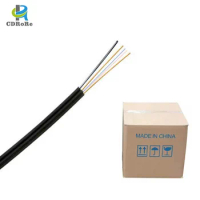 2 Core Fiber Optic FTTH Drop Cable 1KM SM Single Mode Outdoor Optic Cable Black,LSZH Jacket,FRP Reinforced,G.657 Fiber