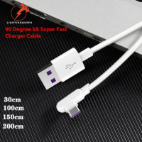 90 Degree 5A Supercharge Cable 0.3/1.5/2M USB Type C Fast Charger Cord For Huawei Mate 40 30 P40 P30 Pro Nova 6 7 8 se Honor 30