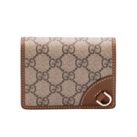 【GUCCI 古馳】GG Emblem Mini 迷你 皮夾 卡夾 零錢包 短夾 米色 棕色 820692