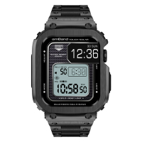 AmBand Apple Watch 專用保護殼 ❘ 黑色軍規級全不鏽鋼殼帶 ❘ 45mm