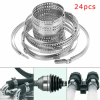 24pcs Car Small/Large CV Boot Clamp Adjustable Stainless Steel Drive Shaft Axle Joint Clip CV Boot Clamp For Most Cars