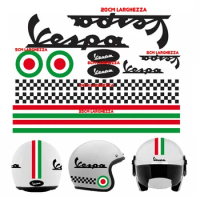 For 1Set Stickers vespa Helmet-Black-Kit Stripes Flags Italy Circle Helmet vinilead