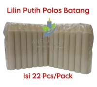 Lilin Putih Kuning Polos Batang / Lilin Mati Lampu (Isi 22 Pc) Promo !