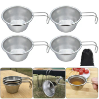 40ml Camping Sierra Cup with Handle Stainless Steel Sierra Coffee Cup Picnic Tableware for Travel Camping and Backpacking