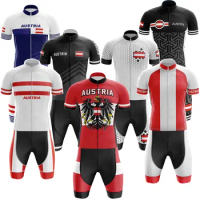 Retro Austria Team Cycling Jersey Set Short Sleeve Austria Flag Bicycle Clothing Road Bike Shirts Suit Bicycle Bib Shorts