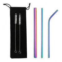 A Happy  304 stainless steel Straw Reusable Straws for Beer Fruit Juice Drink Stainless Steel Metal 