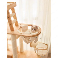 Solid Wood Cat Climbing Frame Large Log Cat Rack High Luxury Cat Tree Space Capsule
