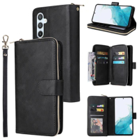 Luxury Case For Samsung Galaxy S24 Ultra 5G Zipper Leather Wallet Flip Cover For Galaxy S24 Plus Case S 24 S24+ Book Funda