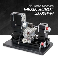 Mesin Bubut Kayu Besi 12000RPM 144w Mini Lathe Bench Wood Metal PVC TZ20002MR