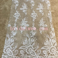 LV0147BCL quality beaded bridal lace fabric off white light ivory