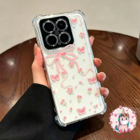 เคสโทรศัพท์สีชมพูแฟชั่น ลายผีเสื้อและดอกไม้ สำหรับ Redmi K90 Pro Max, K80, K70, K60 Pro, K70E, K60E,