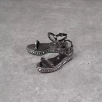 CHRISTIAN LOUBOUTIN Sandal CHRISTIAN LOUBOUTIN PYRACLOU 6CM ANTHRACITE GREY SPIKE WEDGES 100% ORIGIN