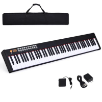Costway BXII 88 Key Digital Piano MIDI Keyboard w/ Pedal &amp; Bag Black MU70002BK