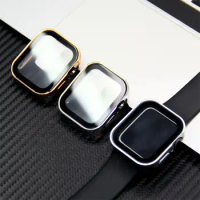 Glass+Cover for Apple Watch Case 45mm 41mm 44mm 40mm 49mm accessories Tempered Screen Protector iWatch series 7 8 9 SE 6 5 Ultra