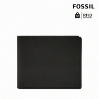 FOSSIL Derrick 真皮帶翻轉證件格RFID皮夾-黑色 ML3681001  (禮盒組附鐵盒)