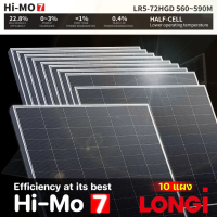 LONGI Bifacial solar panel แผงโซลาร์เซลล์ 580W แผงสองหน้า 10 แผง รุ่น HIMO-7