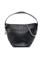 Chanel 二手香奈兒小號鏤空小牛皮Logo鏤空水桶包