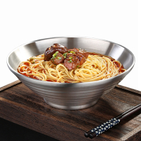 PUSH! 餐具用品316L不鏽鋼飯碗湯碗泡面碗防燙拉麵碗大號碗(22CM)E209-1