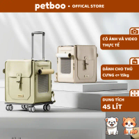 Hàng mới 2025 Balo Chó Mèo Bằng Da Cao Cấp PETBOO, Dung Tích 50L, Kết Hợp Vali Gấp Gọn, Balo Thú Cưn