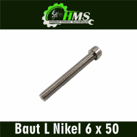 Baut L Nikel 6 x 50 (Harga Per 1 PCS) - Baut 10 Kunci L 5 Drat 6 mm x Panjang 50 mm