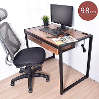 凱堡 拼木工作桌電腦桌書桌 工業風98x60x75(cm)