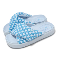 【NIKE 耐吉】拖鞋 Wmns Jordan Sophia Slide 水藍 格紋 交叉 厚底 女鞋(DO8863-401)