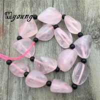 2Strands Large Natural Crystal Rose Pink Quartz Nugget Beads For DIY Jewelry MY1774