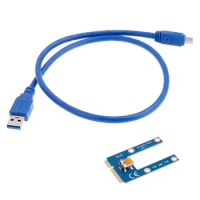 USB 3.0 Mini PCI-E to PCIe PCI Express 1x to 16x Extender Riser Card Adapter Extension Cable for Bitcoin BTC Miner Mining 60cm
