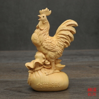 楠溪匠心黃楊木雕十二生肖金雞報曉家居飾品招財實木擺件文玩收藏1入