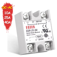 Solid State Relay DC-AC 10A 25A 40A Voltage 12V 3-32V DC TO 220V 24-380V AC Load Single Phase SSR for Temperature Controller