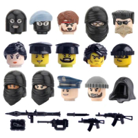 Military Weapon Building Block Gangster Thief Prisoner Police Figure Accessories Helmets Guns Dagger MOC Bricks Toy Set C321