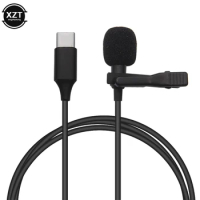USB Type C microphone Mic Audio Mini Lapel Lavalier Clip on Condenser Microphone Mic with Type-C Plug for Android phone 1.5M