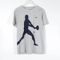 Kaos LACOSTE TENNIS X NOVAK DJOKOVIC GRAPHIC OATMEAL GREY TSHIRT 100% ORIGINAL L