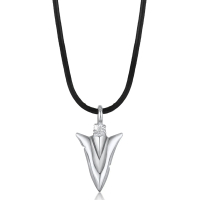 KUZZOI Perhiasan Pria Perak Asli - Silver Kalung Arrow Leather