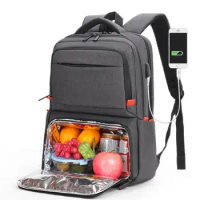 Men 15.6 Inch Laptop Backpack Men Backpack with lunch bag Rucksack Backpack with Picnic Bag Insulation Bag Lunch Backpack Bag
