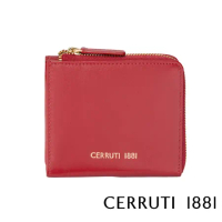 【Cerruti 1881】限量2折 義大利頂級小牛皮女用零錢包 全新專櫃展示品(紅色 CEPD06163M)