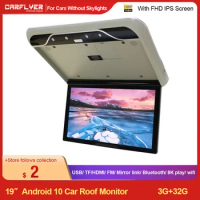 19 Inch 1080P Car Roof Monut TV Flip Down Monitor Android 10 3+32G Multimedia Player WIFI/Bluetooth/USB/TF/HDMI Ceiling Monitor