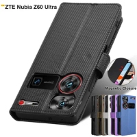 Diamond Pattern Magnetic Leather Case For ZTE Nubia Z60 Ultra Case Wallet Card Slot Lanyard Flip Cover Nubia Z60 Ultra Case Capa