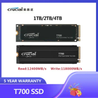 Crucial T700 1TB 2TB 4TB Gen5 NVMe M.2 SSD Internal Solid State Drive Gaming Photography Video Editing Design Up to 12,400 MB/s