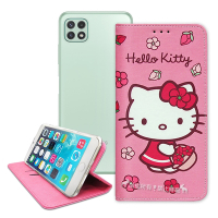 三麗鷗授權 Hello Kitty 三星 Samsung Galaxy A22 5G 櫻花吊繩款彩繪側掀皮套