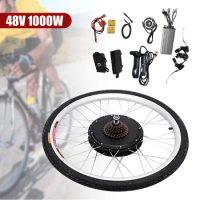 26" Electric Bicycle Hub Motor Hub Conversion Electric Bike Kit Black for Rear Ebike Wheel Conversion Kit 48v 1000w