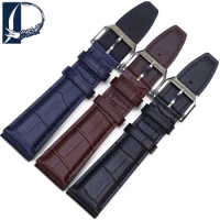 Pesno 20mm 22mm Bamboo Grain Watch Band Genuine Leather Strap for IWC Portofino Family Men Stainless Steel Buckle Belt Bracelet