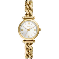 【FOSSIL】Carlie 復古金羅馬時刻手鍊式女錶 金色不鏽鋼錶帶(ES5329)