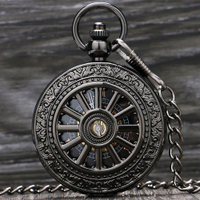 懷錶 懷表 經典復古懷錶 大號號車輪鏤空手動機械懷錶 男女翻蓋羅馬創意禮物