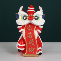 中國風創意潮流醒獅擺件客廳茶幾裝飾舞獅紙巾盒開業節日慶典送禮